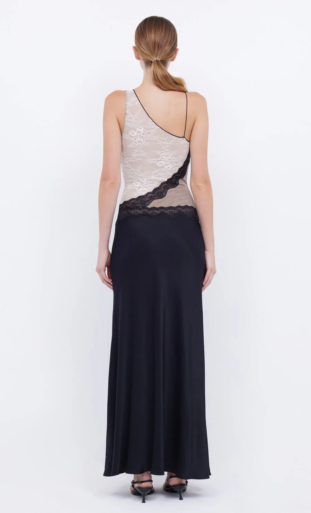 ABRIELLE LACE MAXI DRESS - BLACK/TAUPEE/IVORY