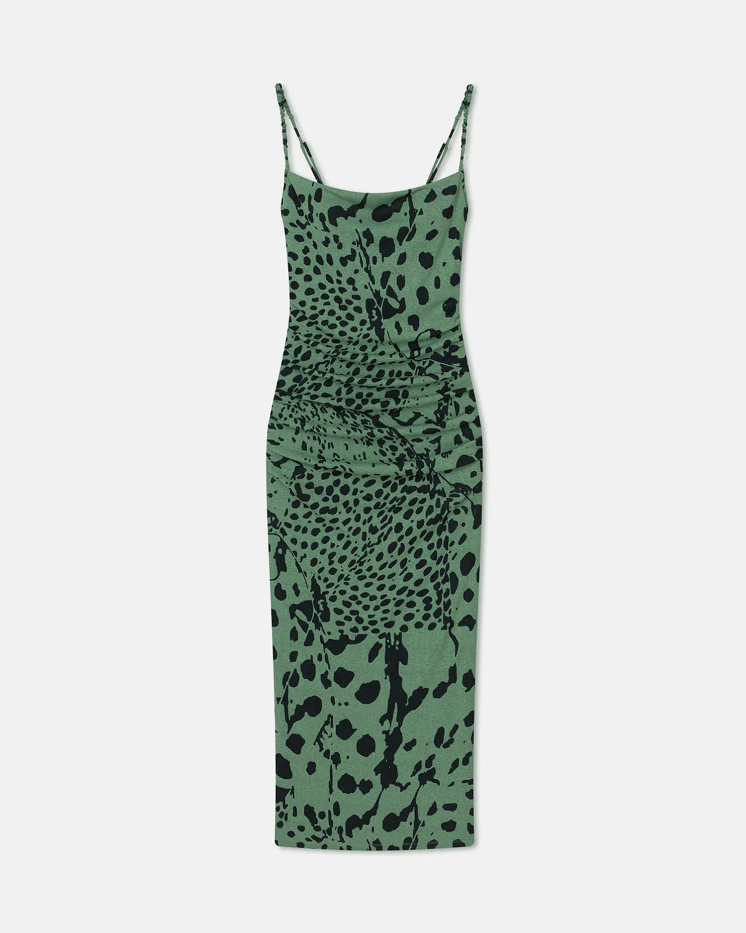 Alexa - Printed Mesh Jersey Midi Dress - Cheetah Green