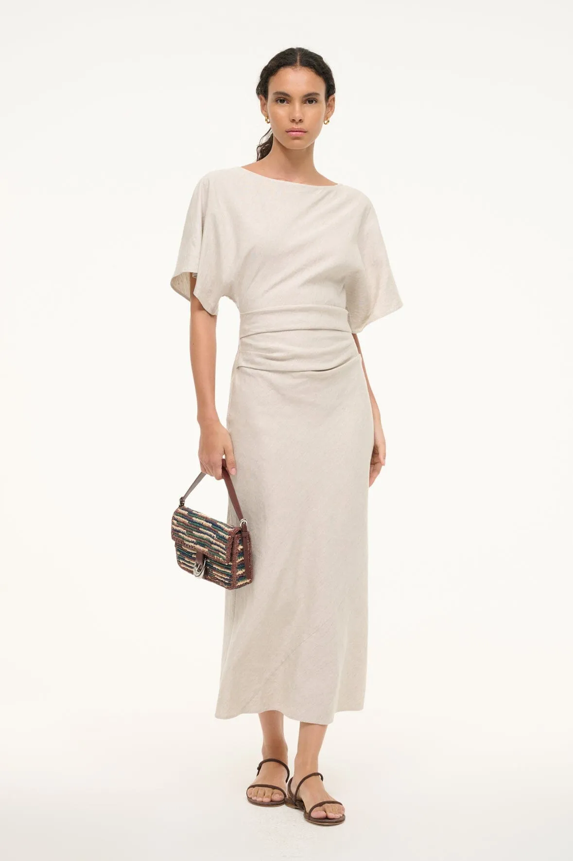 AMELIE LINEN MIDI DRESS | NATURAL