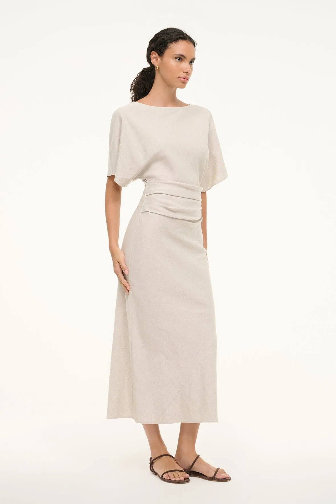 AMELIE LINEN MIDI DRESS | NATURAL