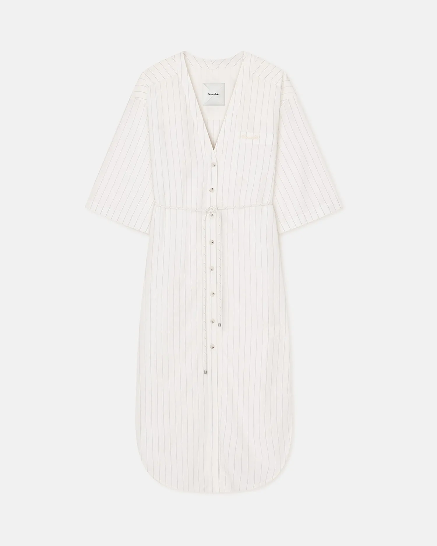 Amneris - Striped Shirt Dress - White