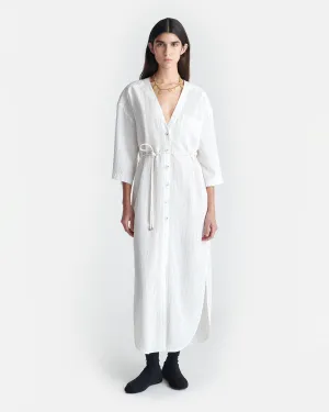 Amneris - Striped Shirt Dress - White