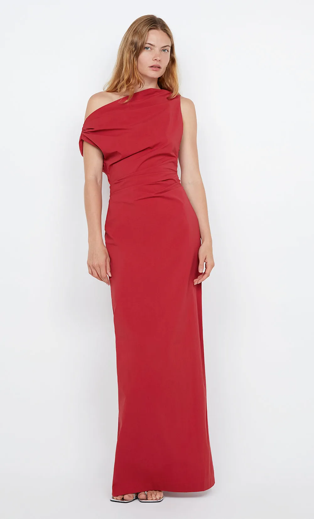 ANGELINA ASYM MAXI DRESS - CHERRY