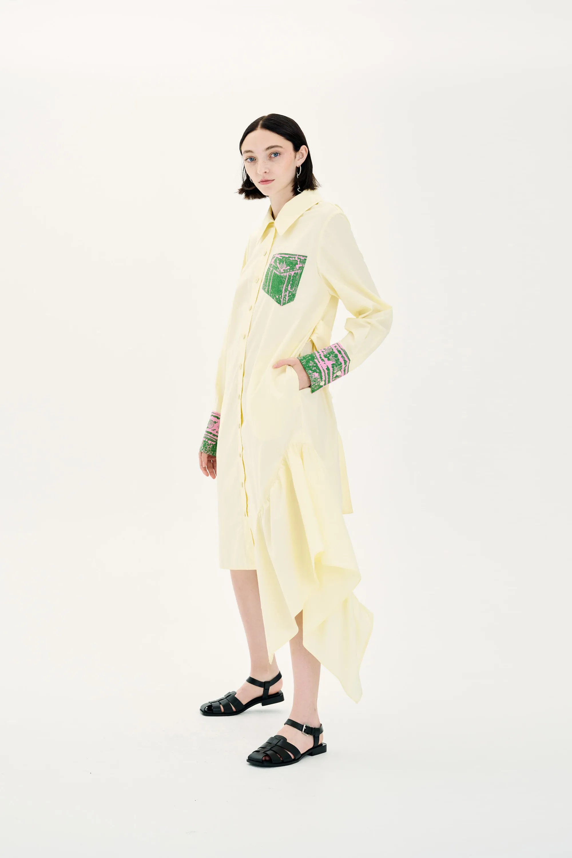 ARIES MIXED MEDIA OVERSIZED SHIRT DRESS