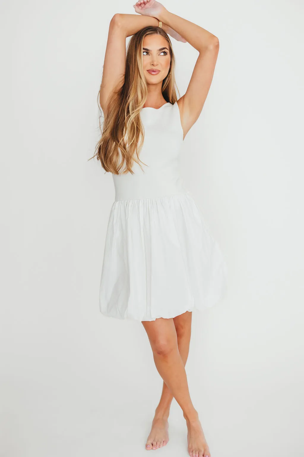 Audrey Bubble Mini Dress in White