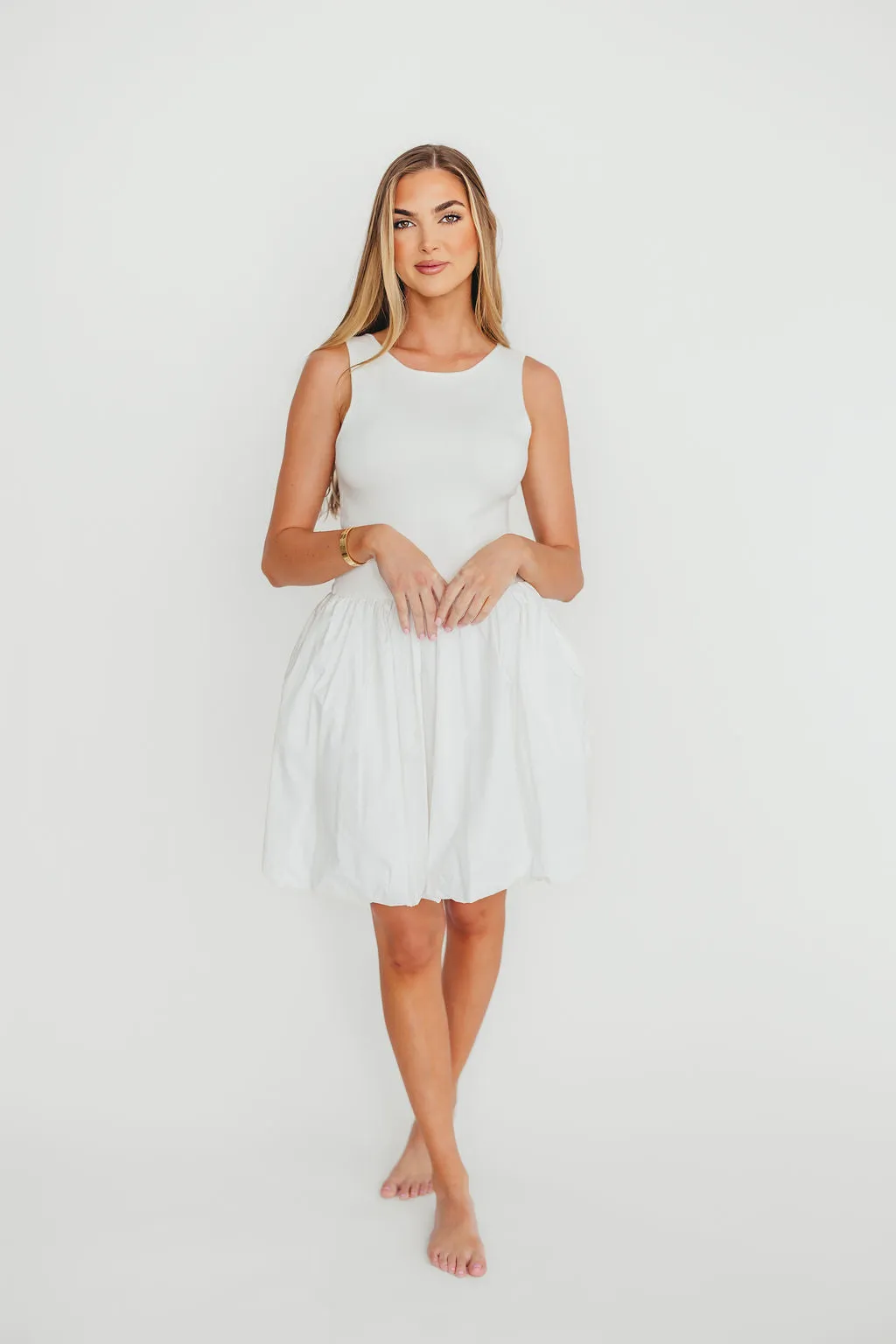 Audrey Bubble Mini Dress in White