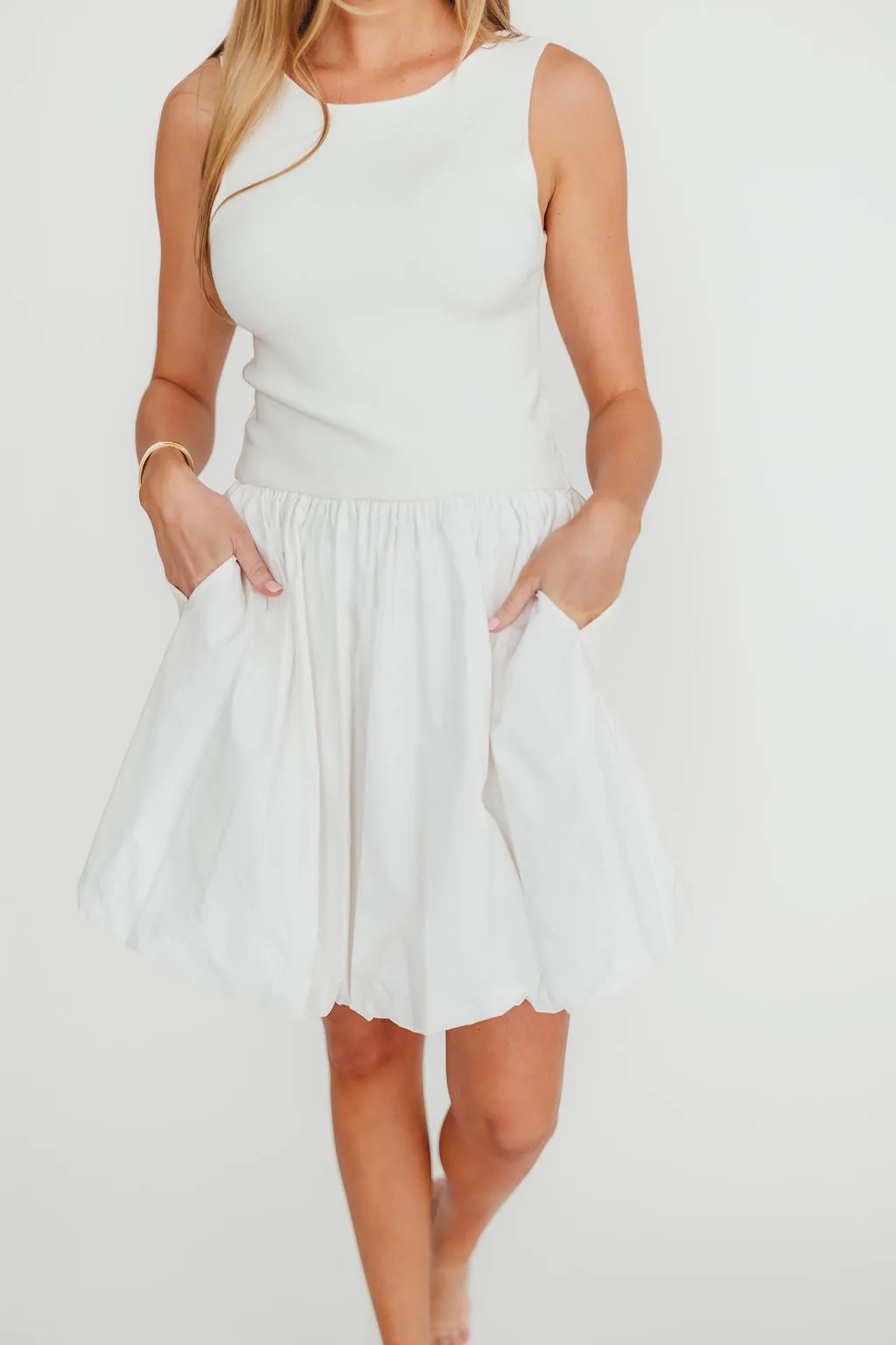 Audrey Bubble Mini Dress in White