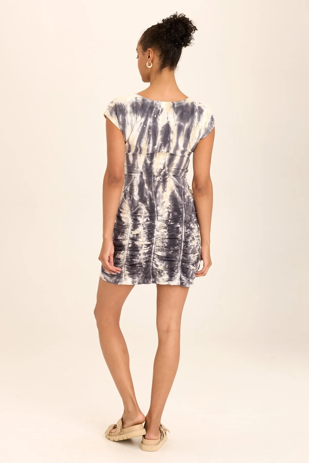 Aviana Ruched Cap-Sleeve Mini Dress