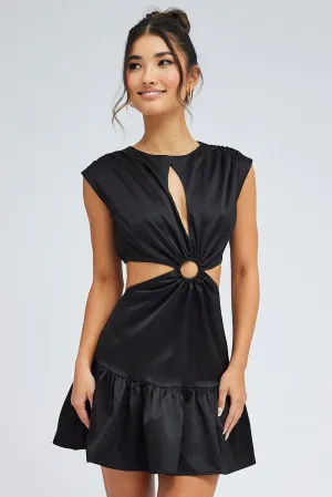 Black Black Ring Detail Keyhole Dress