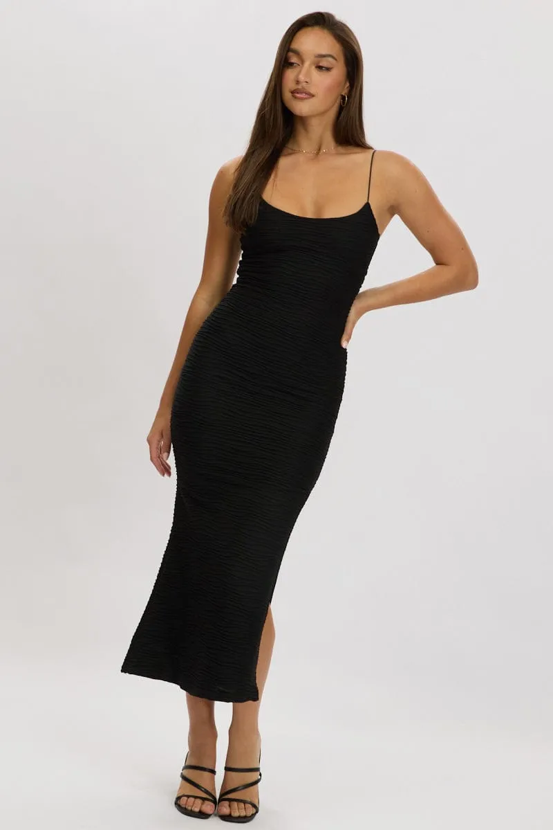 Black Bodycon Dress Sleeveless Midi
