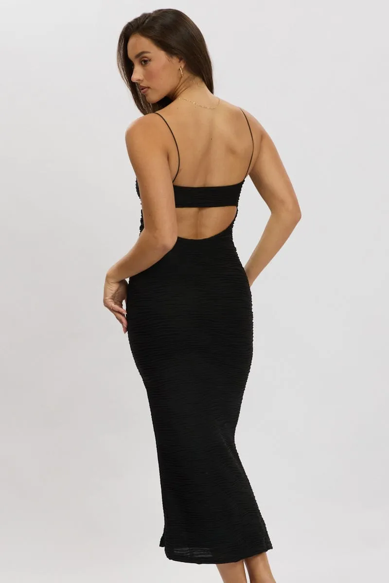 Black Bodycon Dress Sleeveless Midi