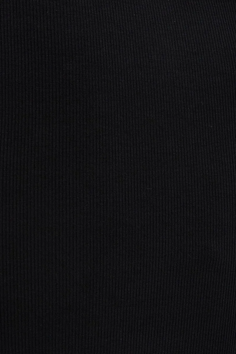 Black Dress Long Sleeve Cut Out Details Bodycon Rib