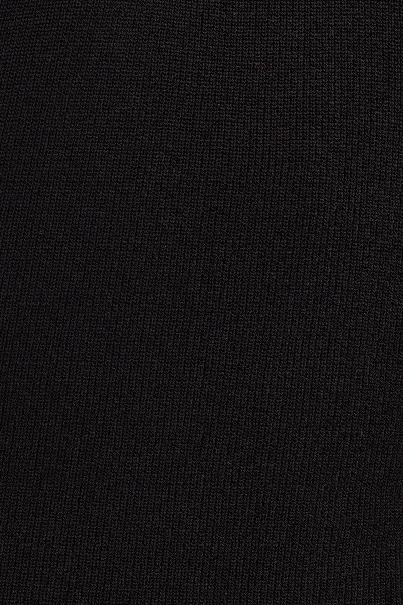 Black Knit Dress Mini Round Neck