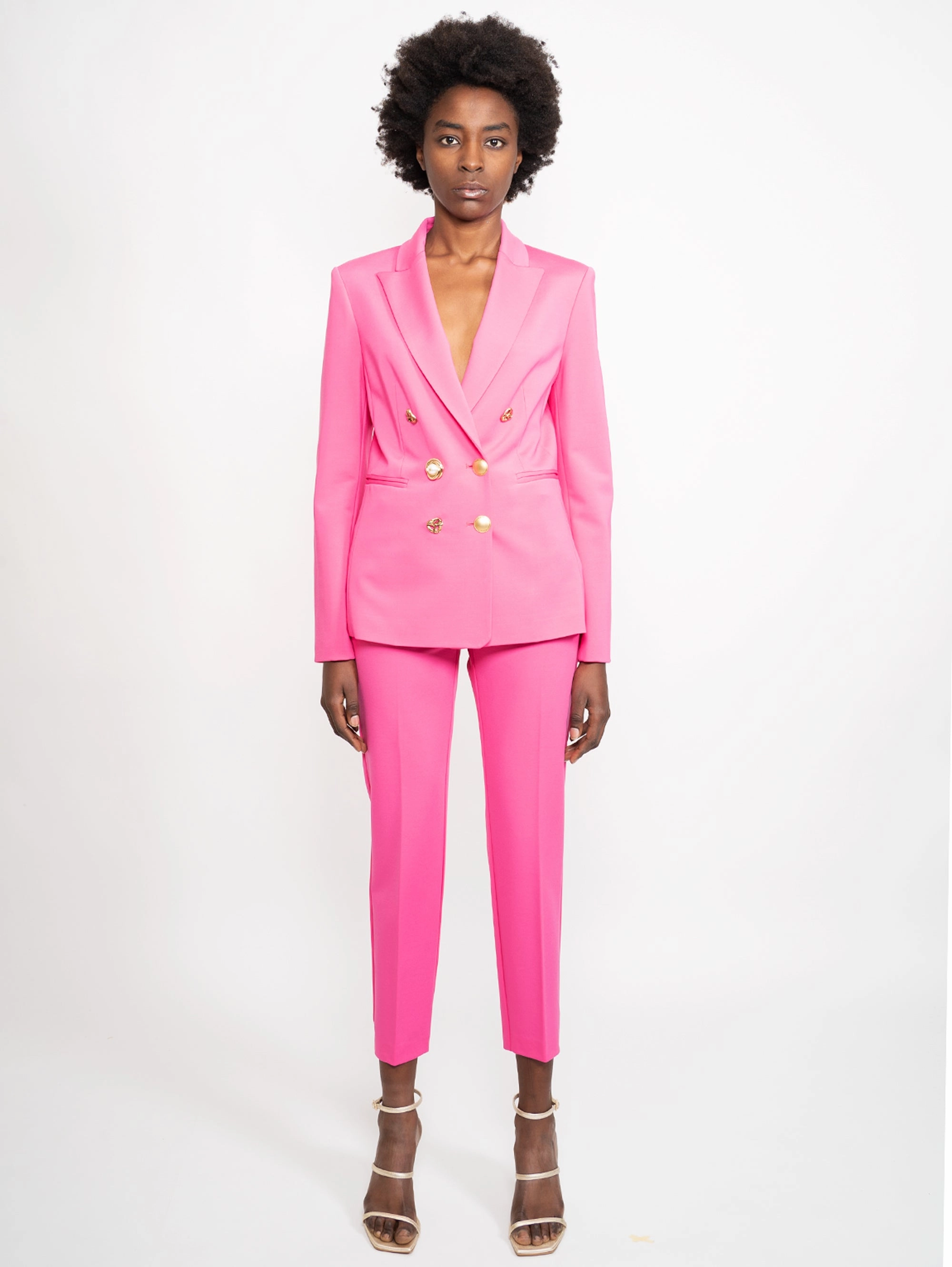Blazer with Fuchsia Jewel Buttons