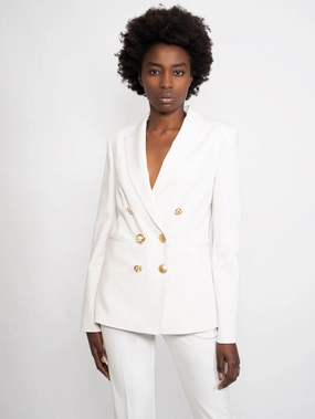 Blazer with White Jewel Buttons