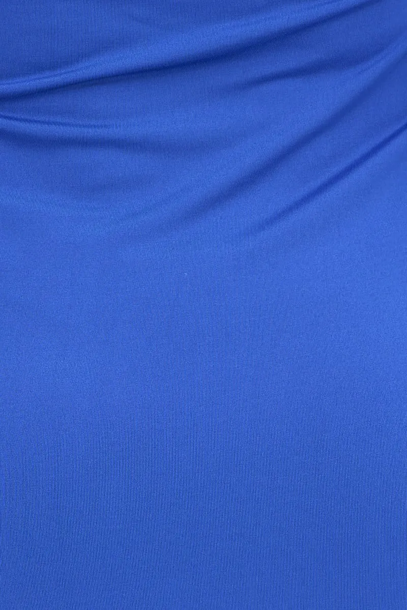 Blue Bodycon Maxi Dress Sleeveless Side Split