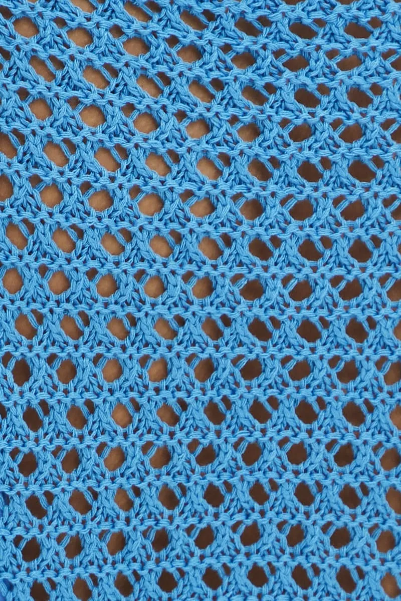 Blue Cutout Crochet Dress