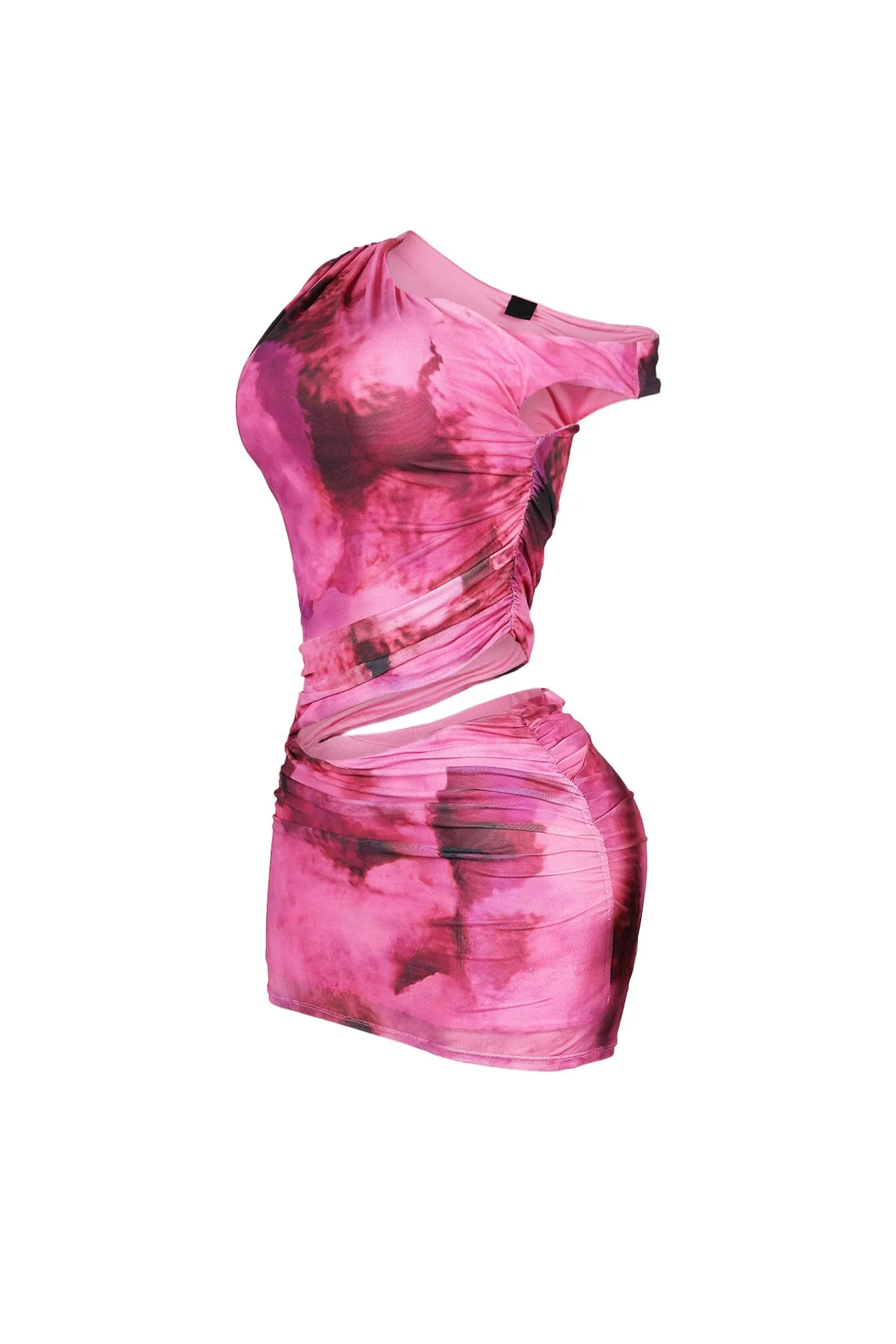 Cabo Mesh Print Cutout Mini Dress