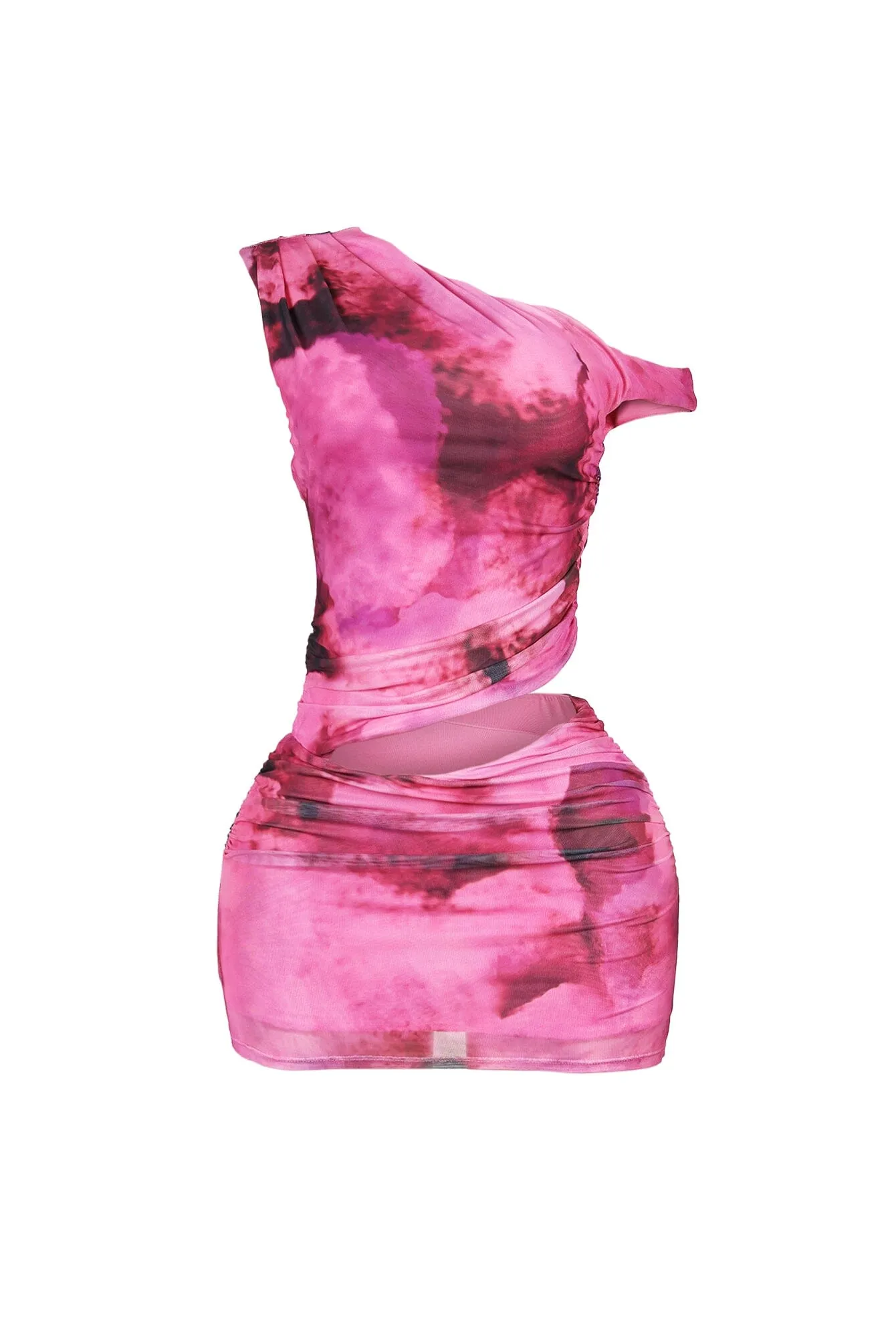 Cabo Mesh Print Cutout Mini Dress