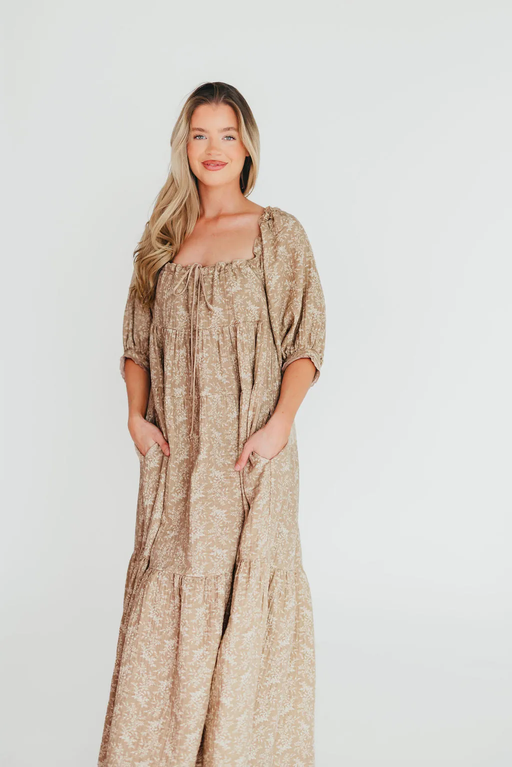 Cara 100% Cotton Maxi Dress in Mocha - Bump Friendly (XS-XL)
