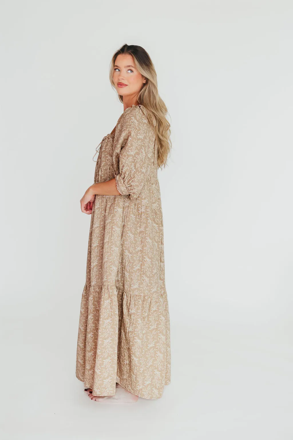 Cara 100% Cotton Maxi Dress in Mocha - Bump Friendly (XS-XL)