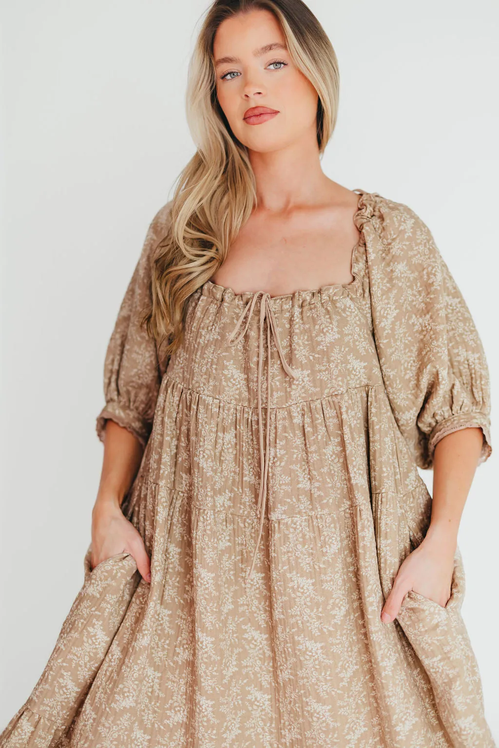 Cara 100% Cotton Maxi Dress in Mocha - Bump Friendly (XS-XL)