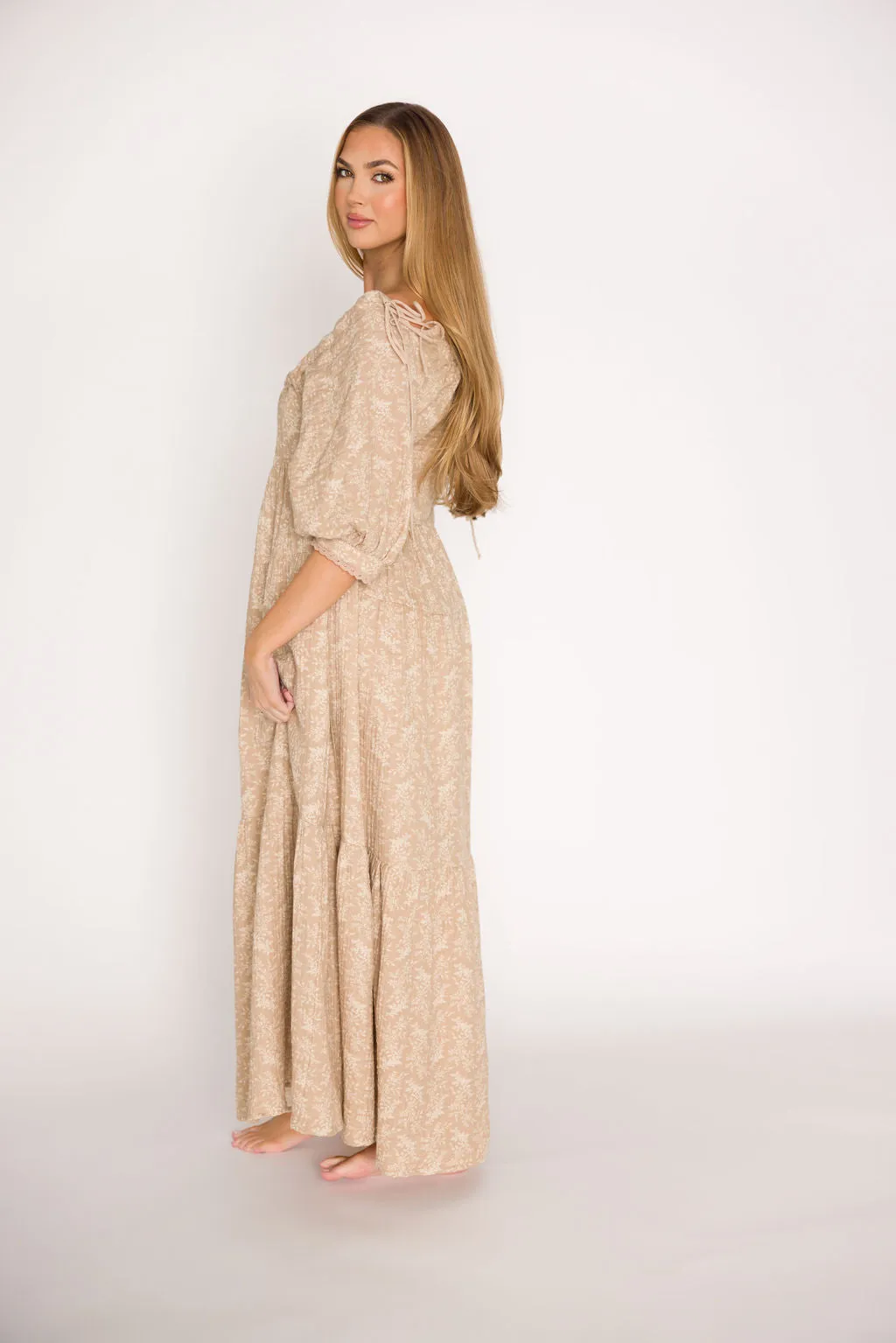 Cara 100% Cotton Maxi Dress in Mocha - Bump Friendly (XS-XL)