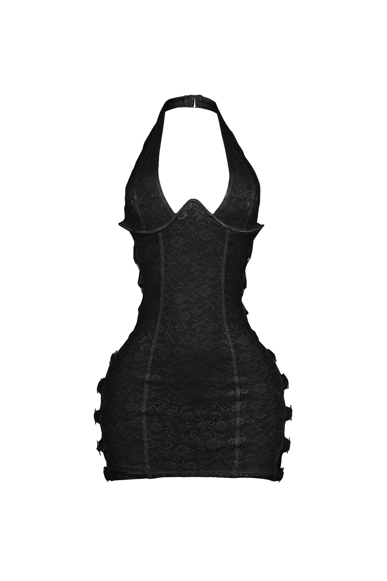 Chrome Bloom Lace Bustier Mini Dress