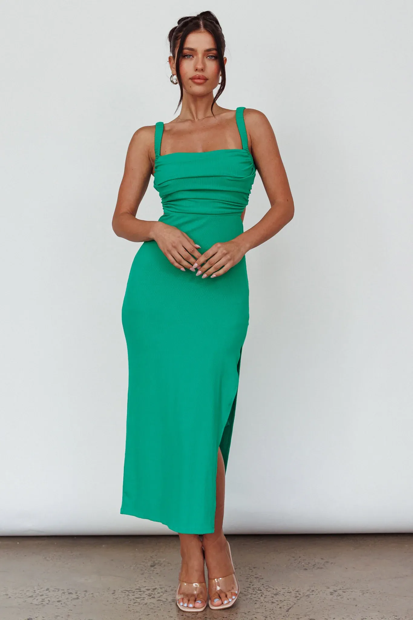 Cosmic Love Strappy Back Midi Dress Green