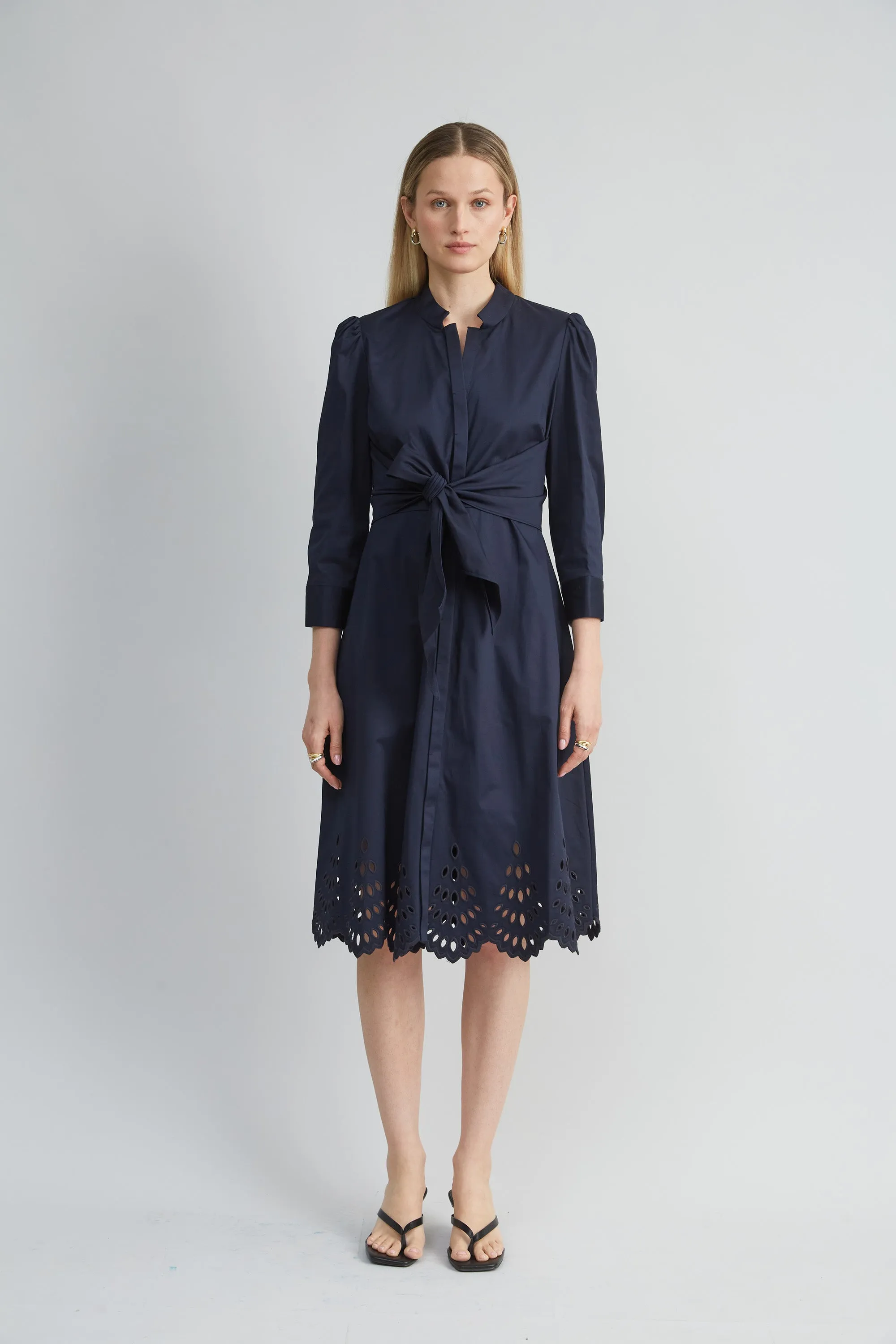 Cotton Tie Embroidered Dress