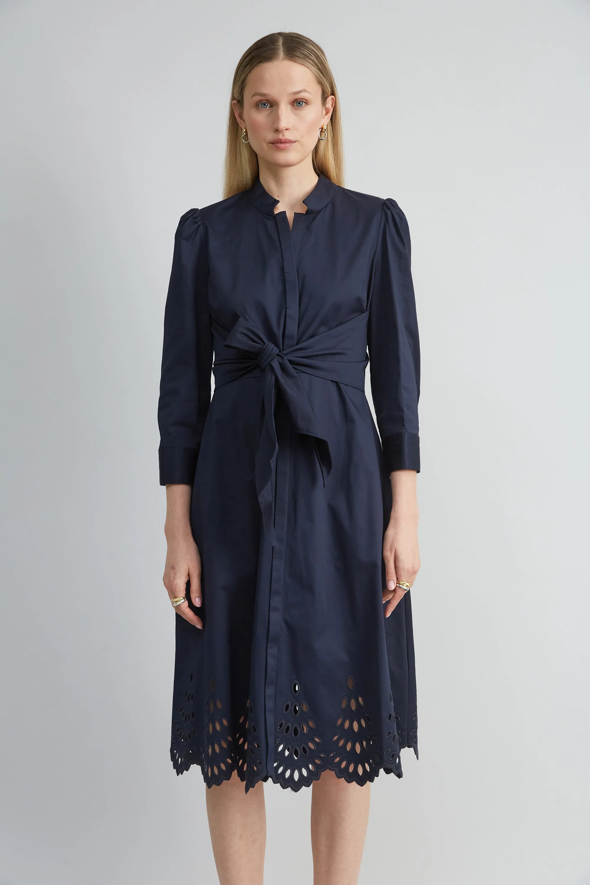 Cotton Tie Embroidered Dress