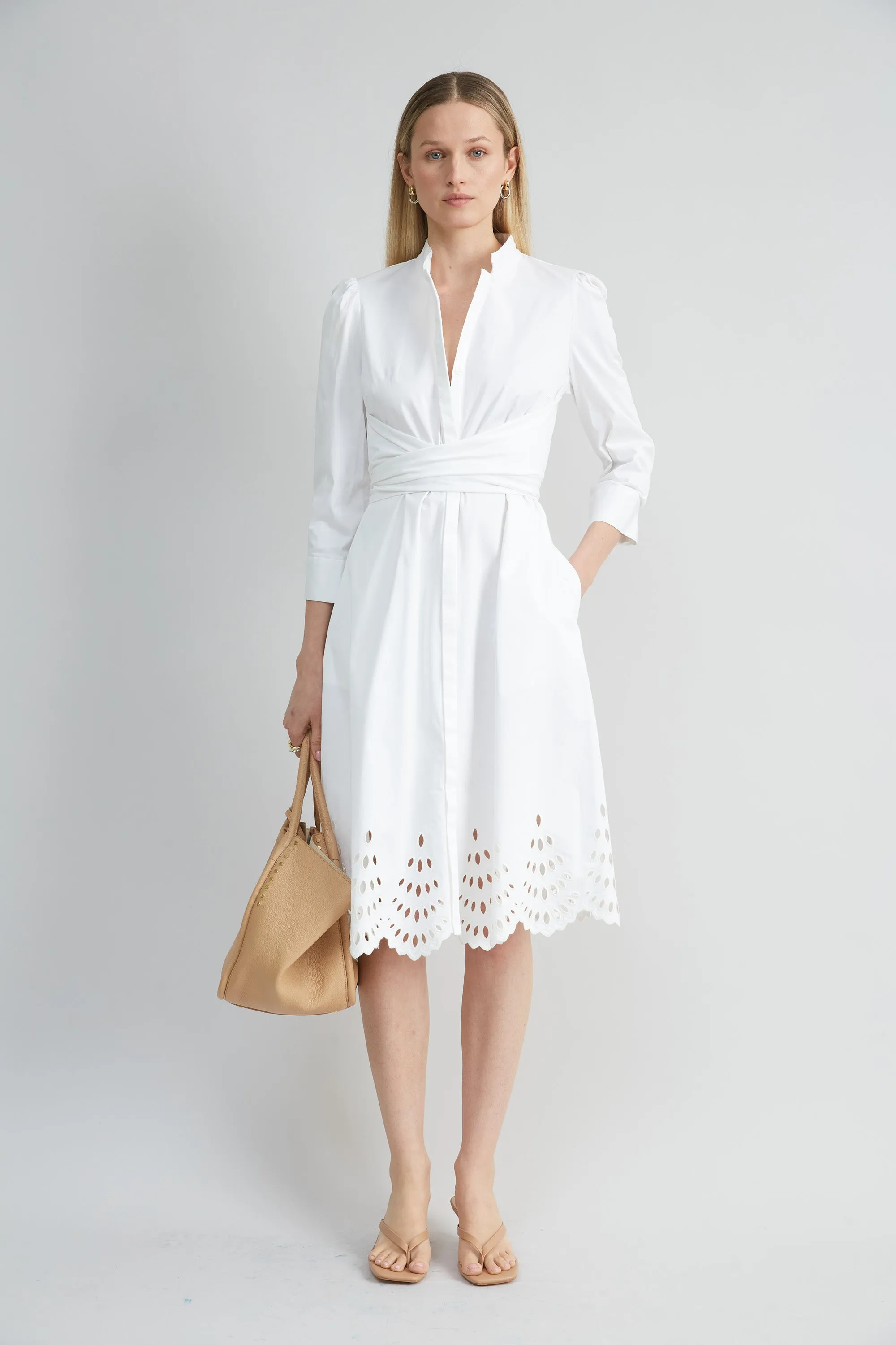 Cotton Tie Embroidered Dress