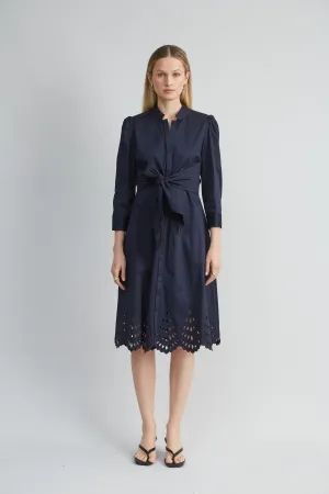 Cotton Tie Embroidered Dress