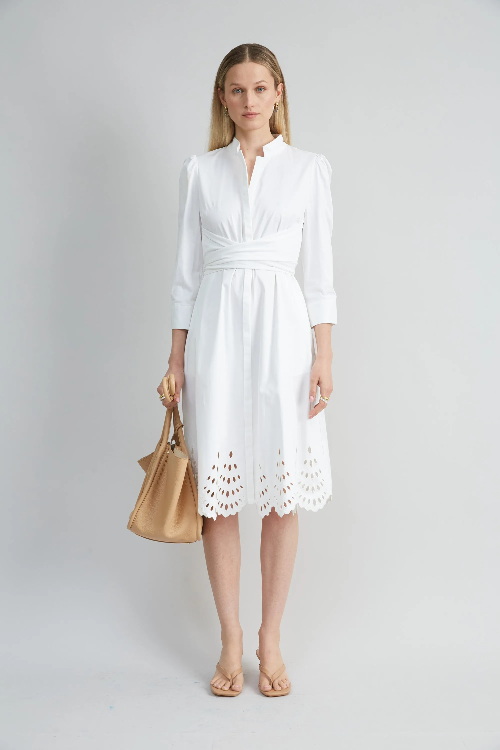 Cotton Tie Embroidered Dress