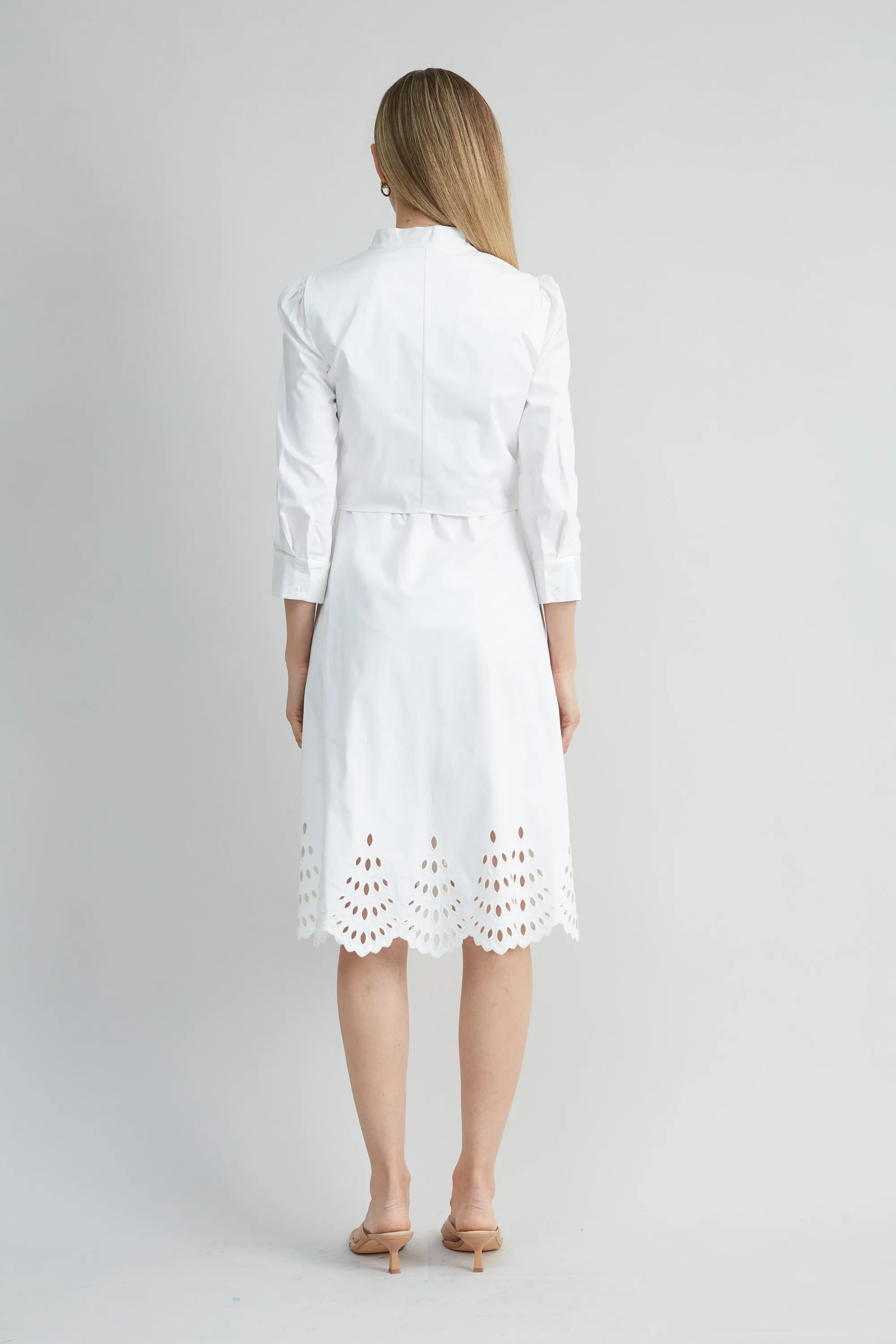 Cotton Tie Embroidered Dress