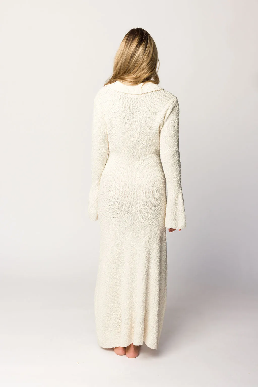 Courtney Boucle Maxi Shirt Dress in Cream- Nursing Friendly