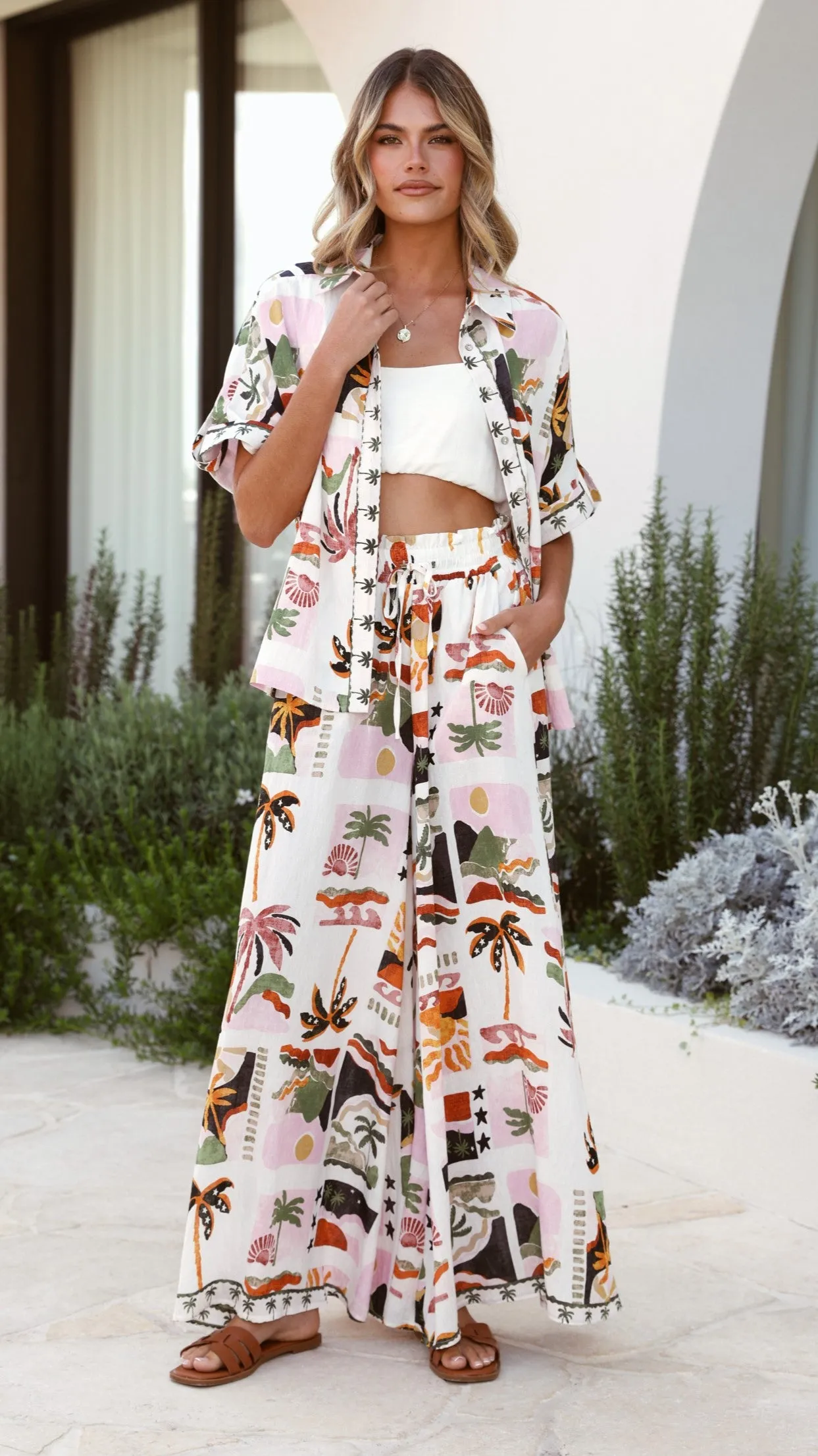 Daley Button Up Shirt - Desert Palms