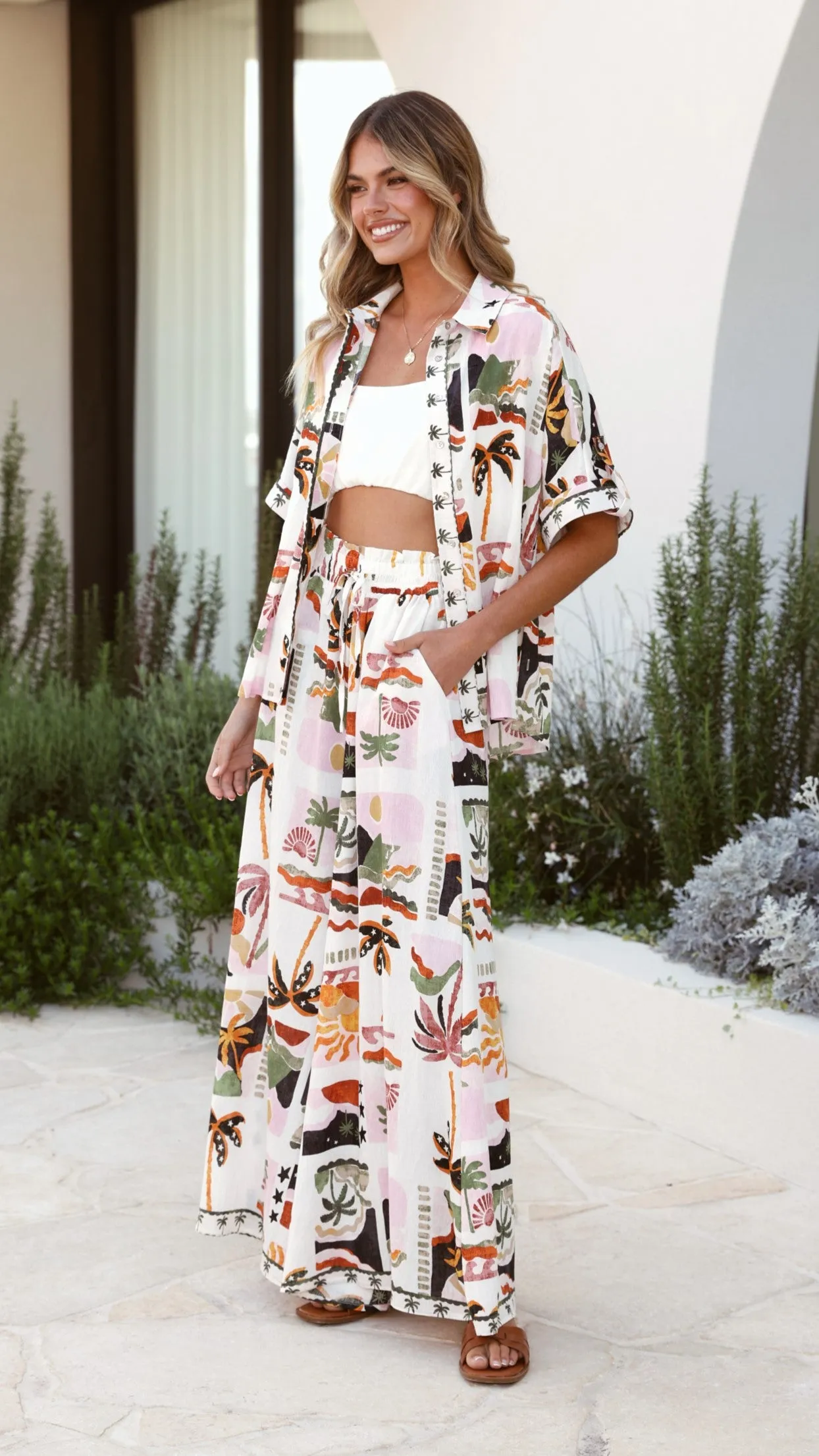 Daley Button Up Shirt - Desert Palms