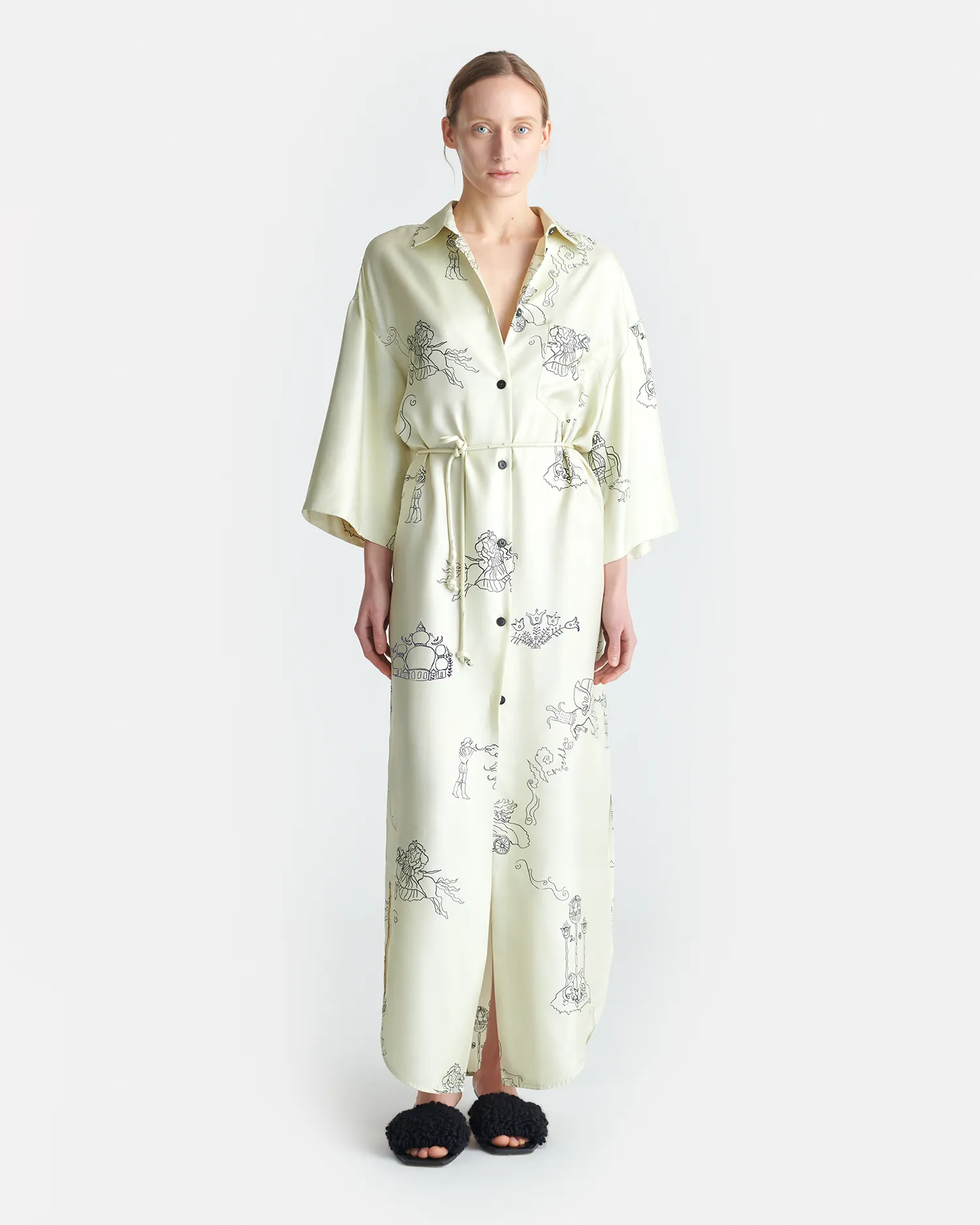 Damala - Printed Silk Twill Shirt Dress - Folktale