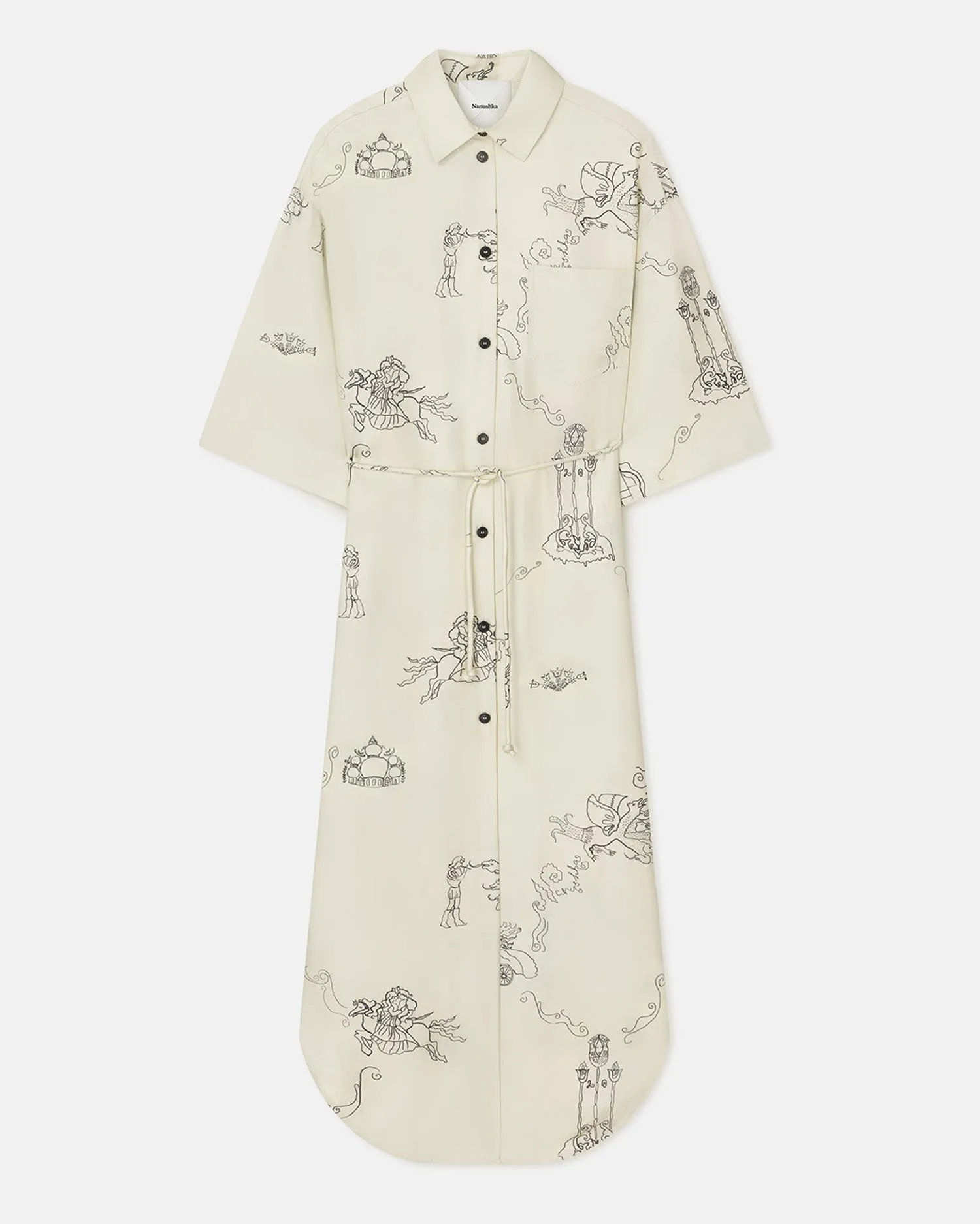 Damala - Printed Silk Twill Shirt Dress - Folktale