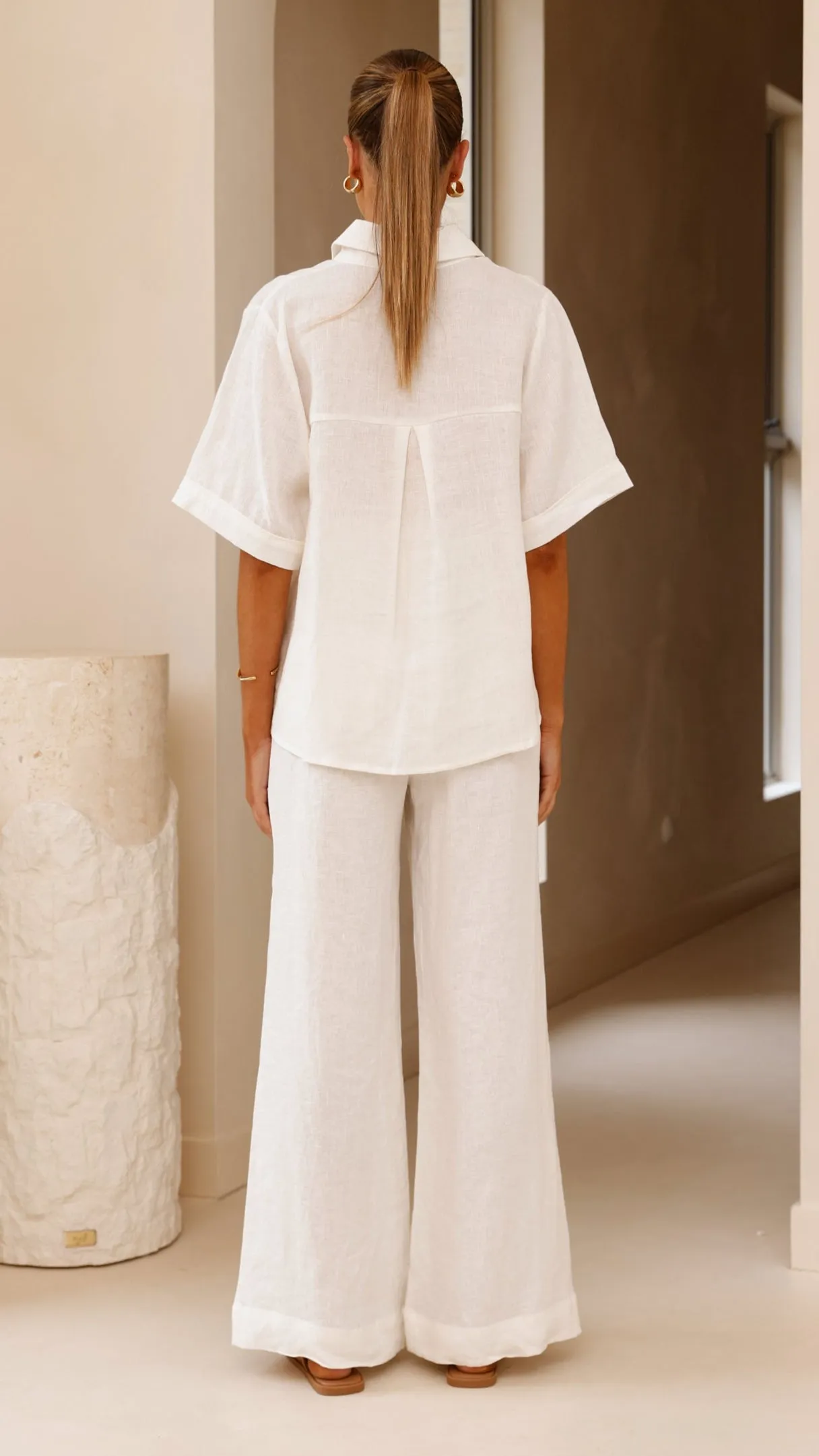 Darcila Short Sleeve Button Up Shirt - White