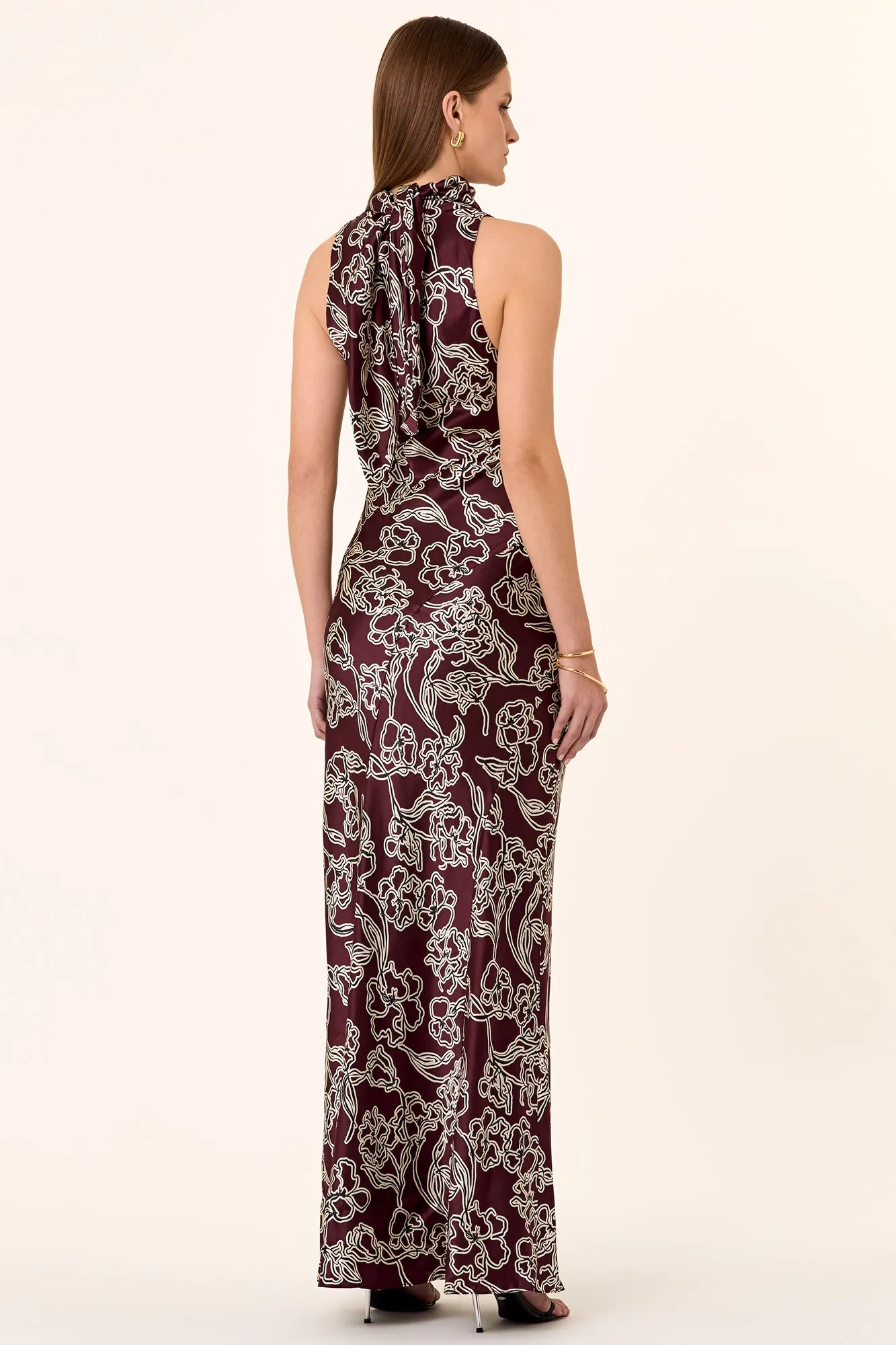 Demi Dress - Line Floral Dark Plum