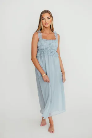 Demi Ruffle Midi Dress in Blue
