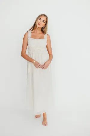 Demi Ruffle Midi Dress in Ecru