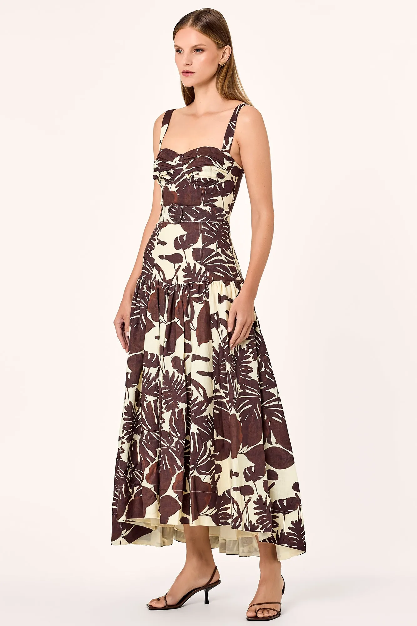 Drenica Midi Dress - Dark Chocolate Segovia