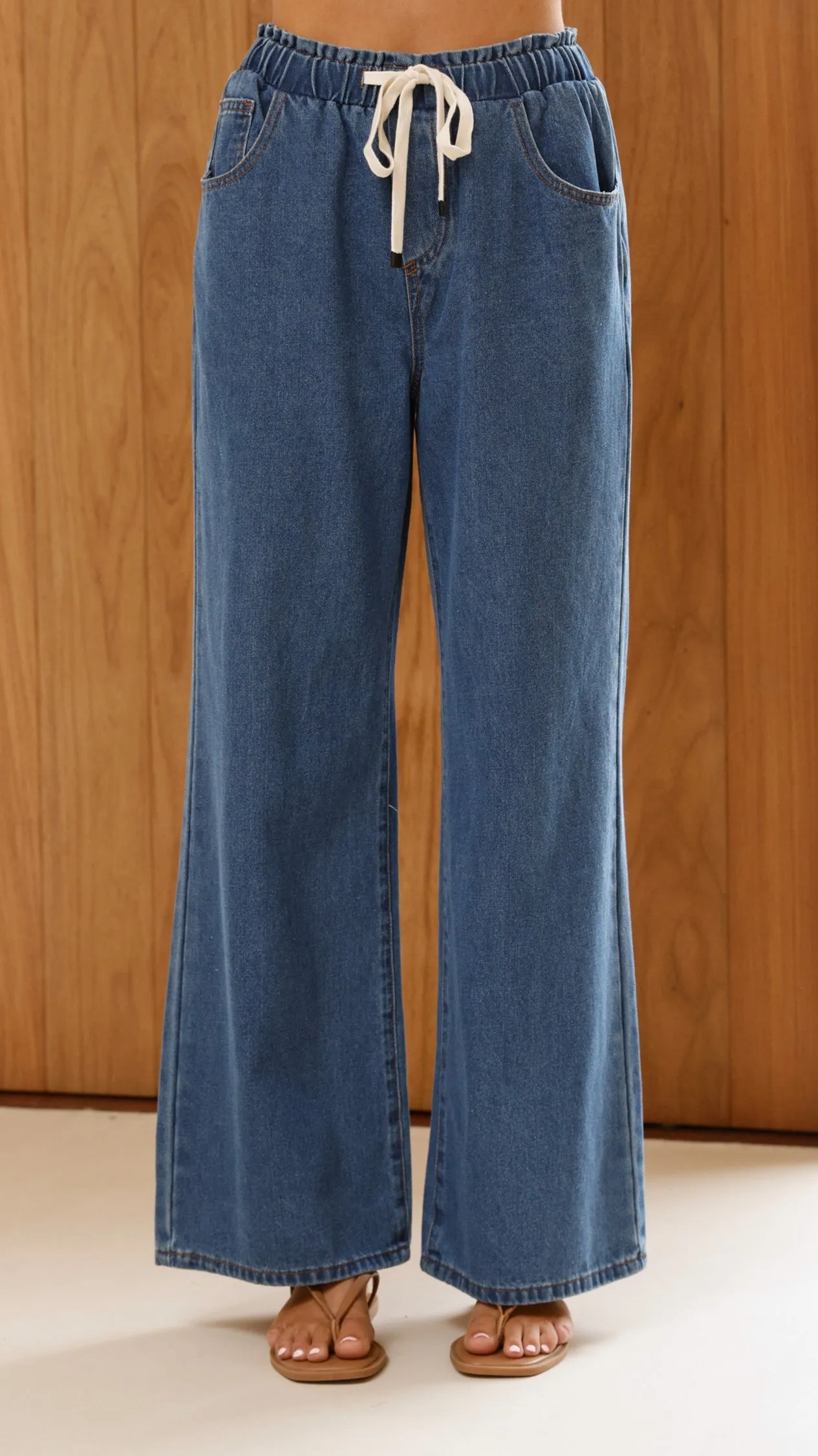 Elandra Wide Leg Pants - Dark Denim