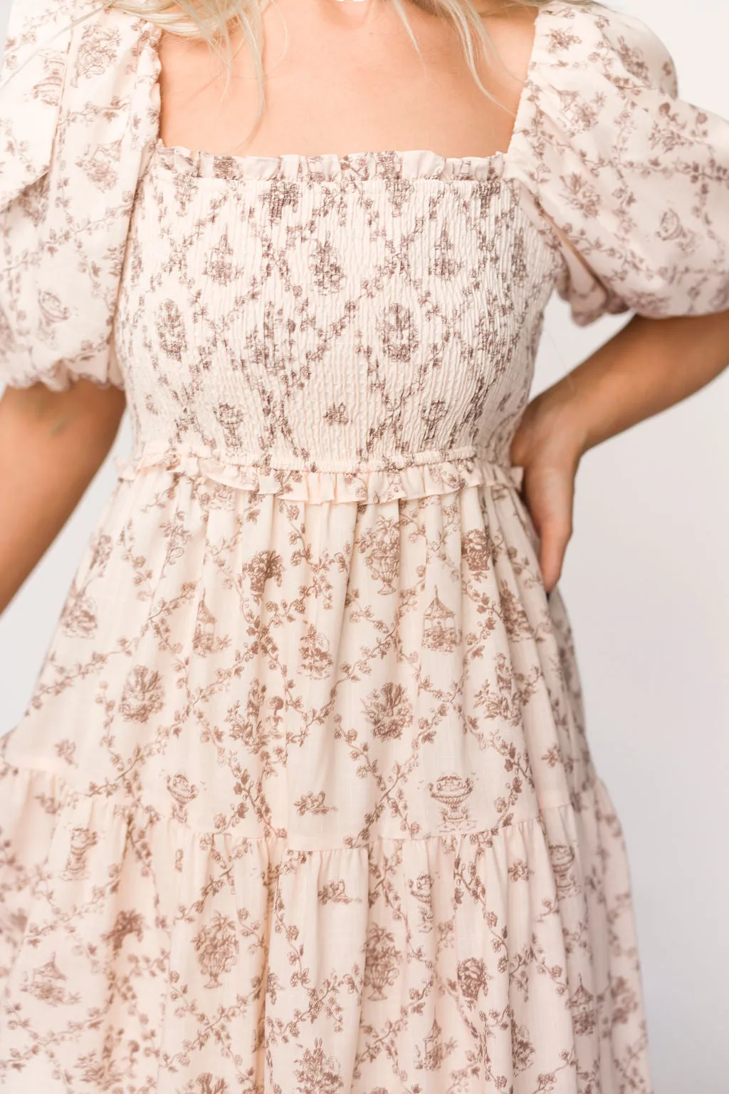 Elena Toile Print Midi Dress
