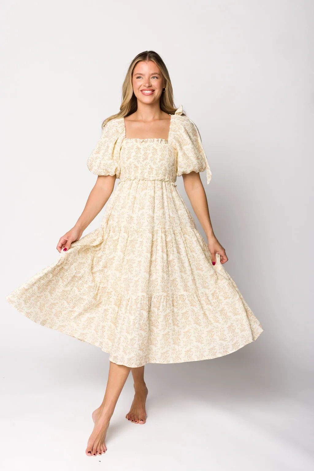 Elena Toile Print Midi Dress