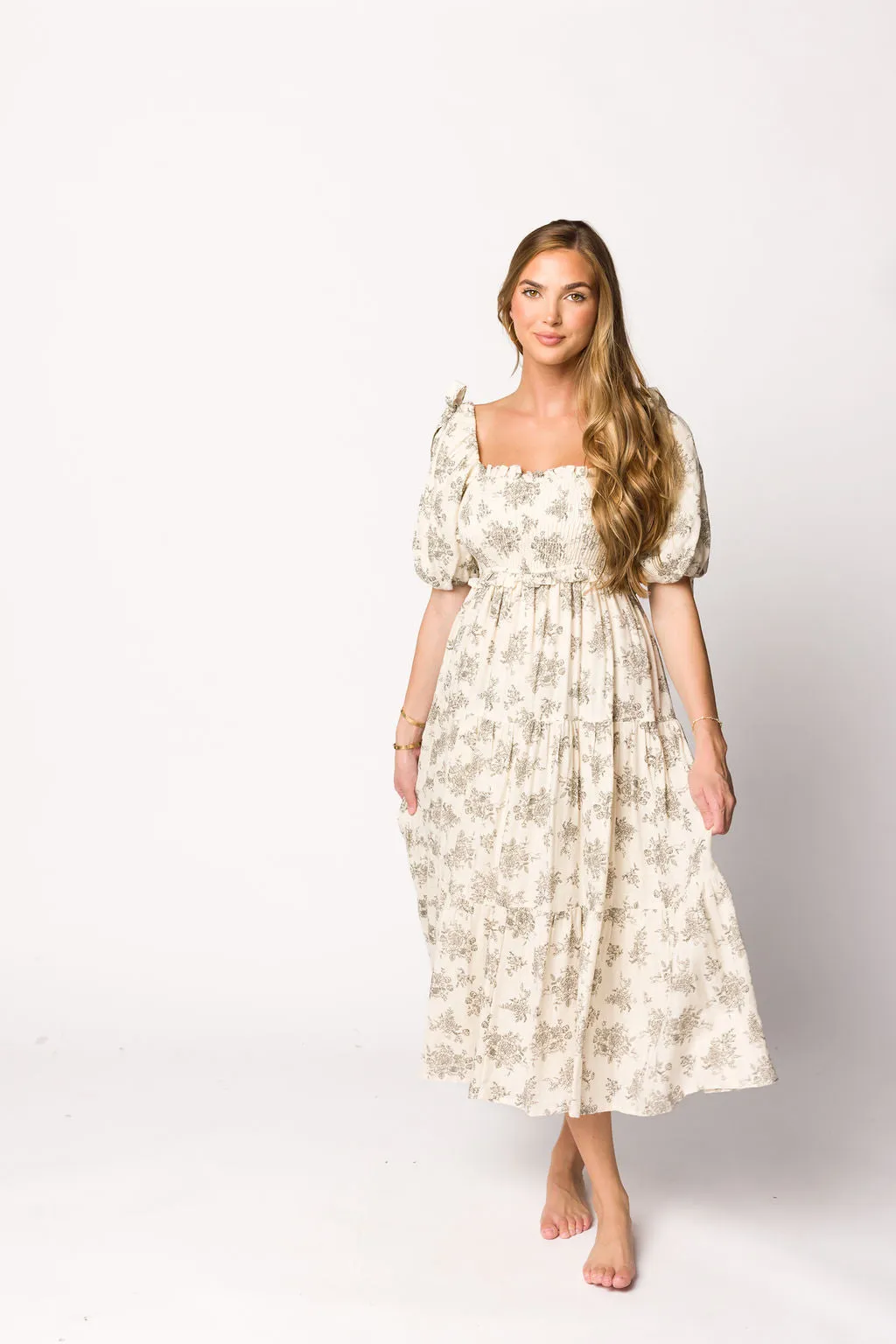 Elena Toile Print Midi Dress