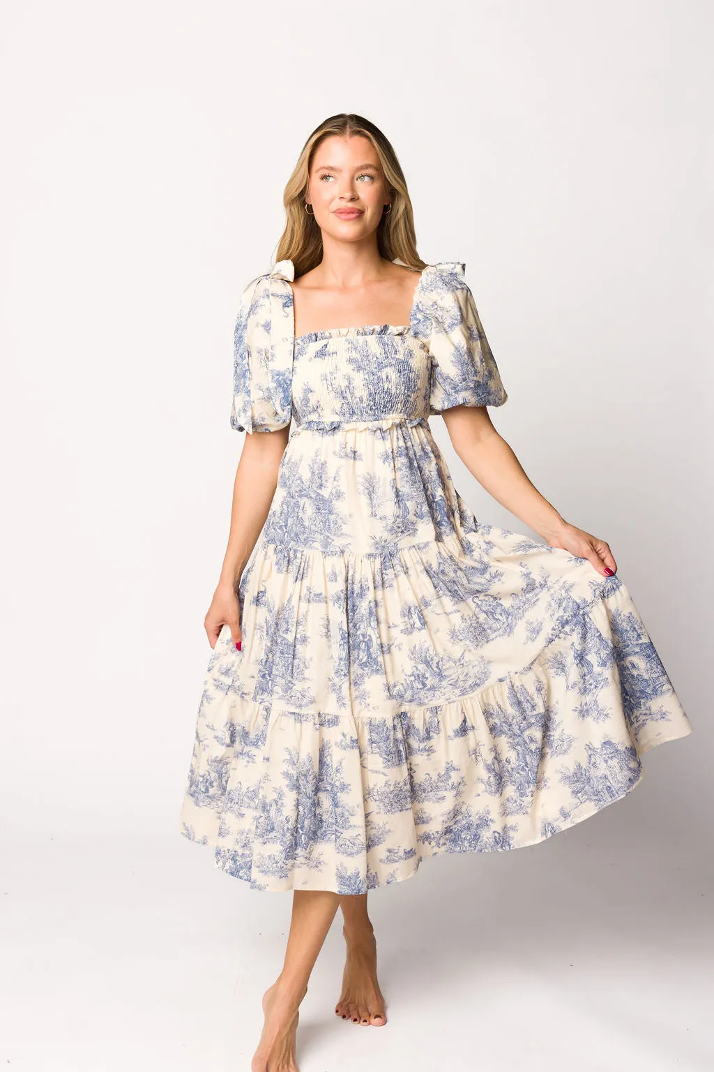 Elena Toile Print Midi Dress